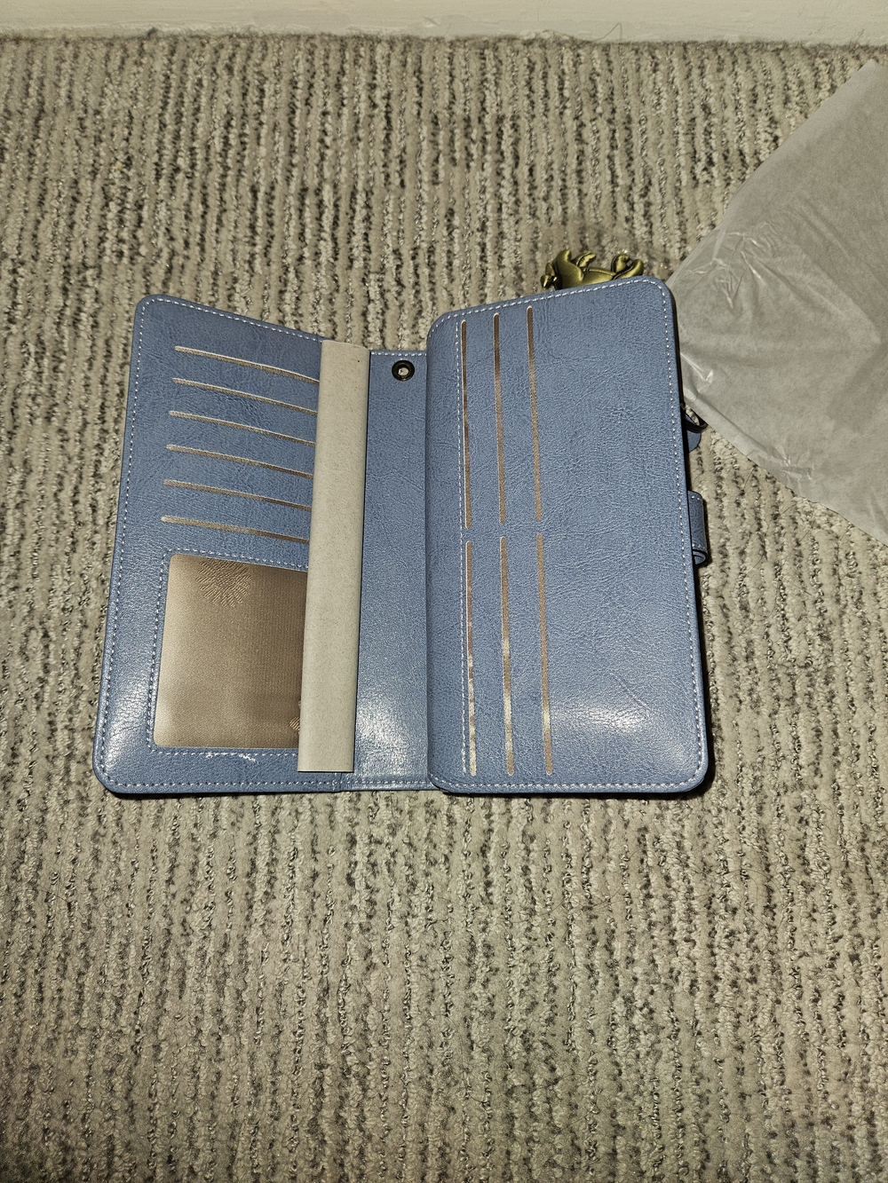 Eeyore Light Blue Wallet with Brass Flower Snap - Picture 3 of 6